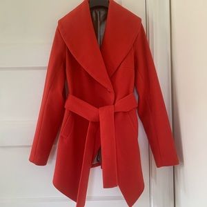Raspberry red wrap coat